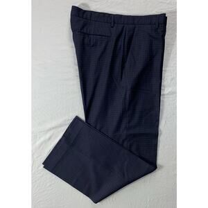 Calvin Klein Flat Front Washable Dress Pants, Slacks. Cobalt Check, Men's 36X32.